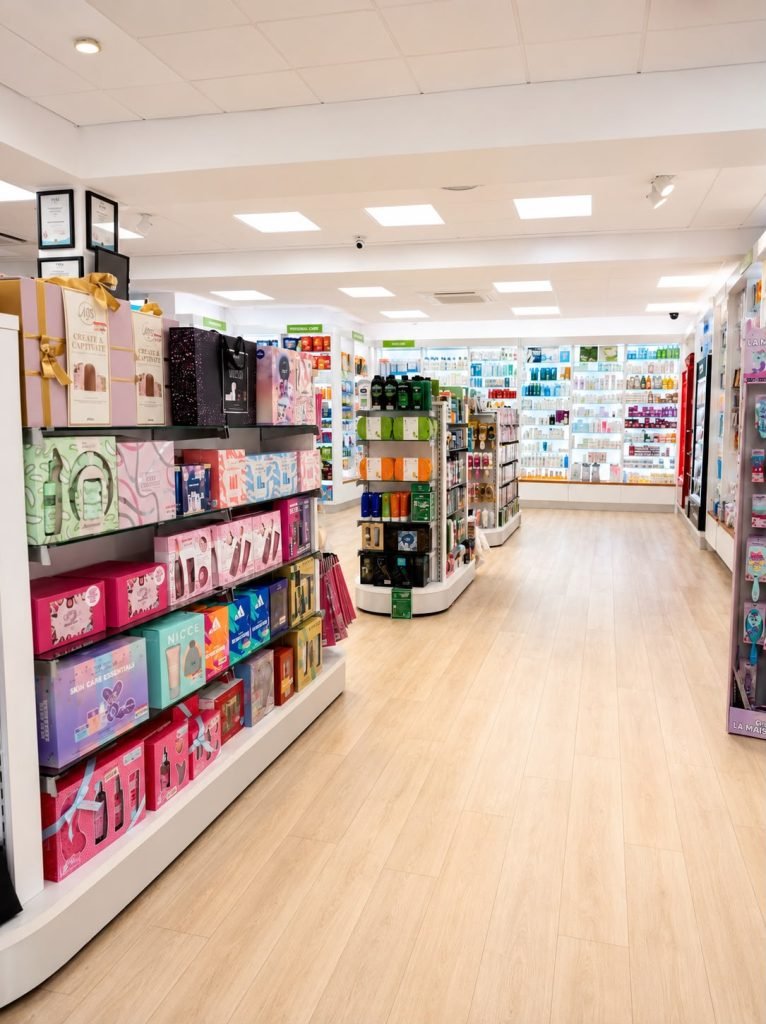 Gift sets and skincare aisle inside Laois Pharmacy