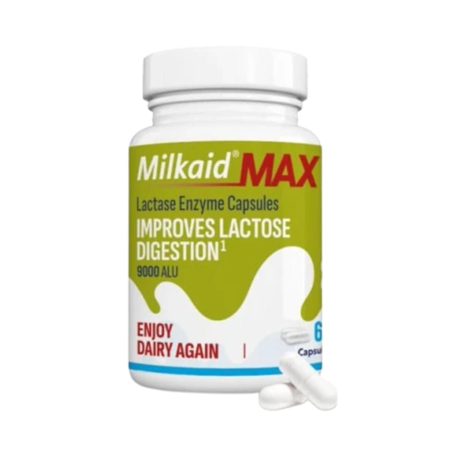 MilkAid Max Lactase Enzyme 9000 ALU 60 Capsules Ireland