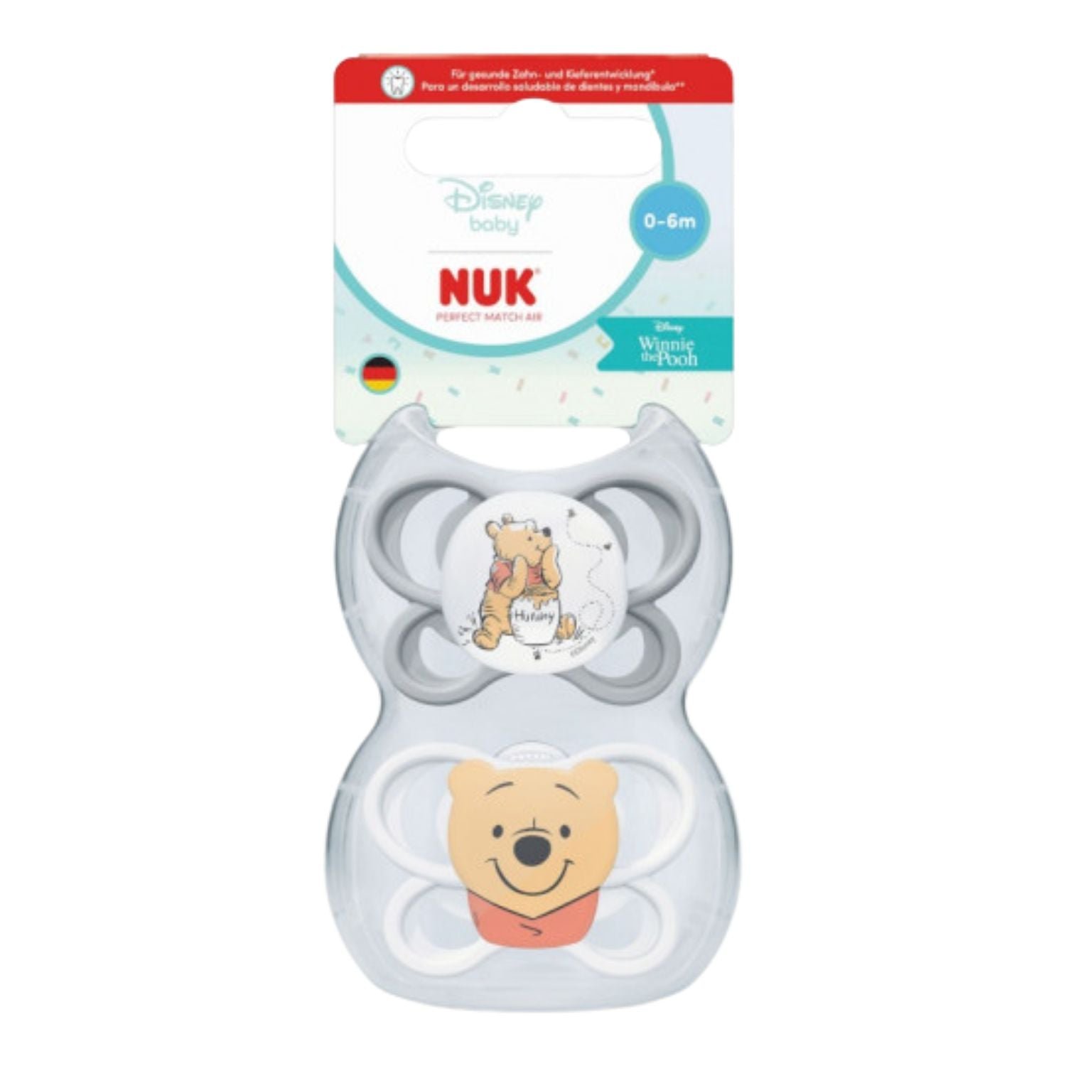 NUK Perfect Match Air Winnie Soothers 0–6 Months (2 Pack)