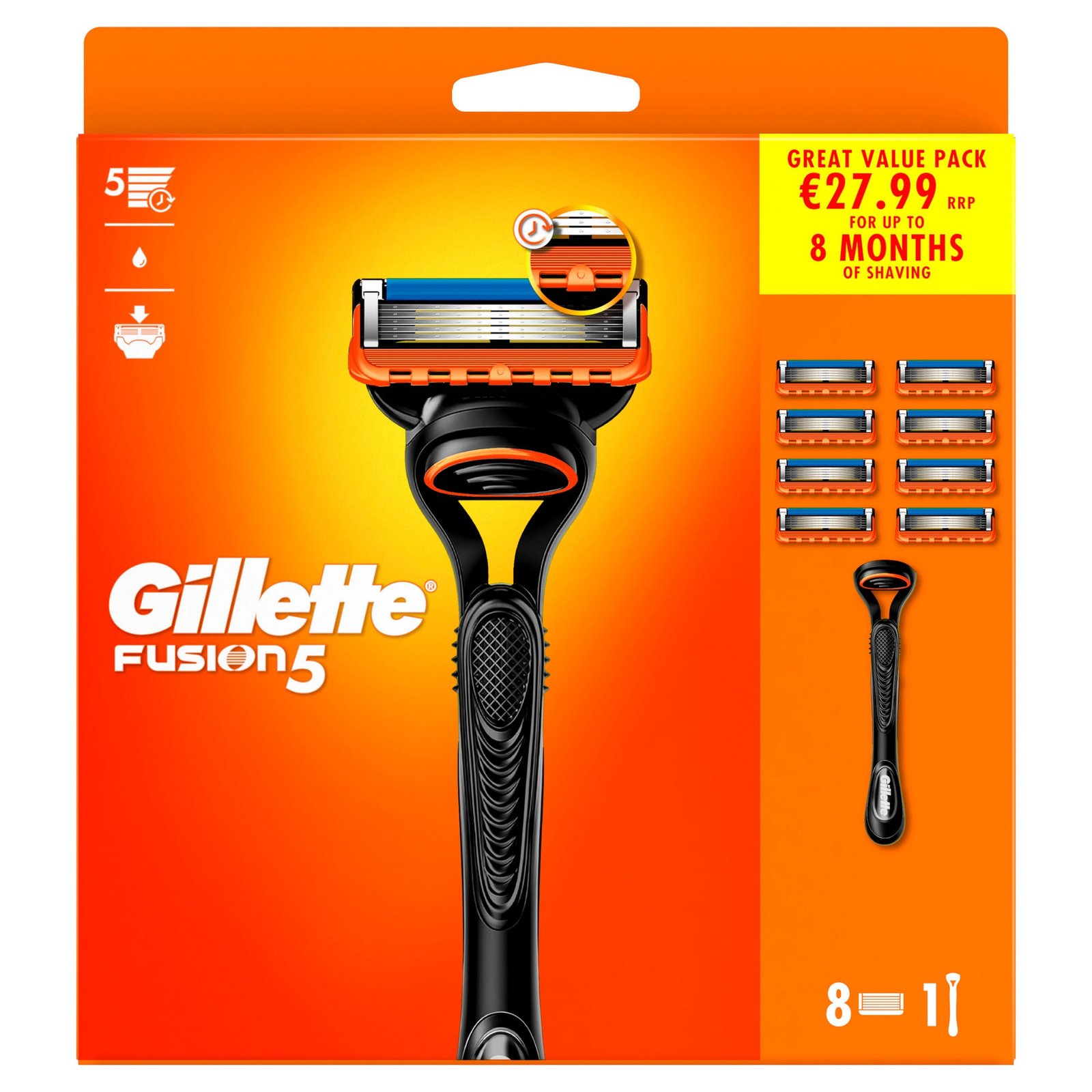 Gillette Fusion Razor with 7 Blades - Precision Shaving