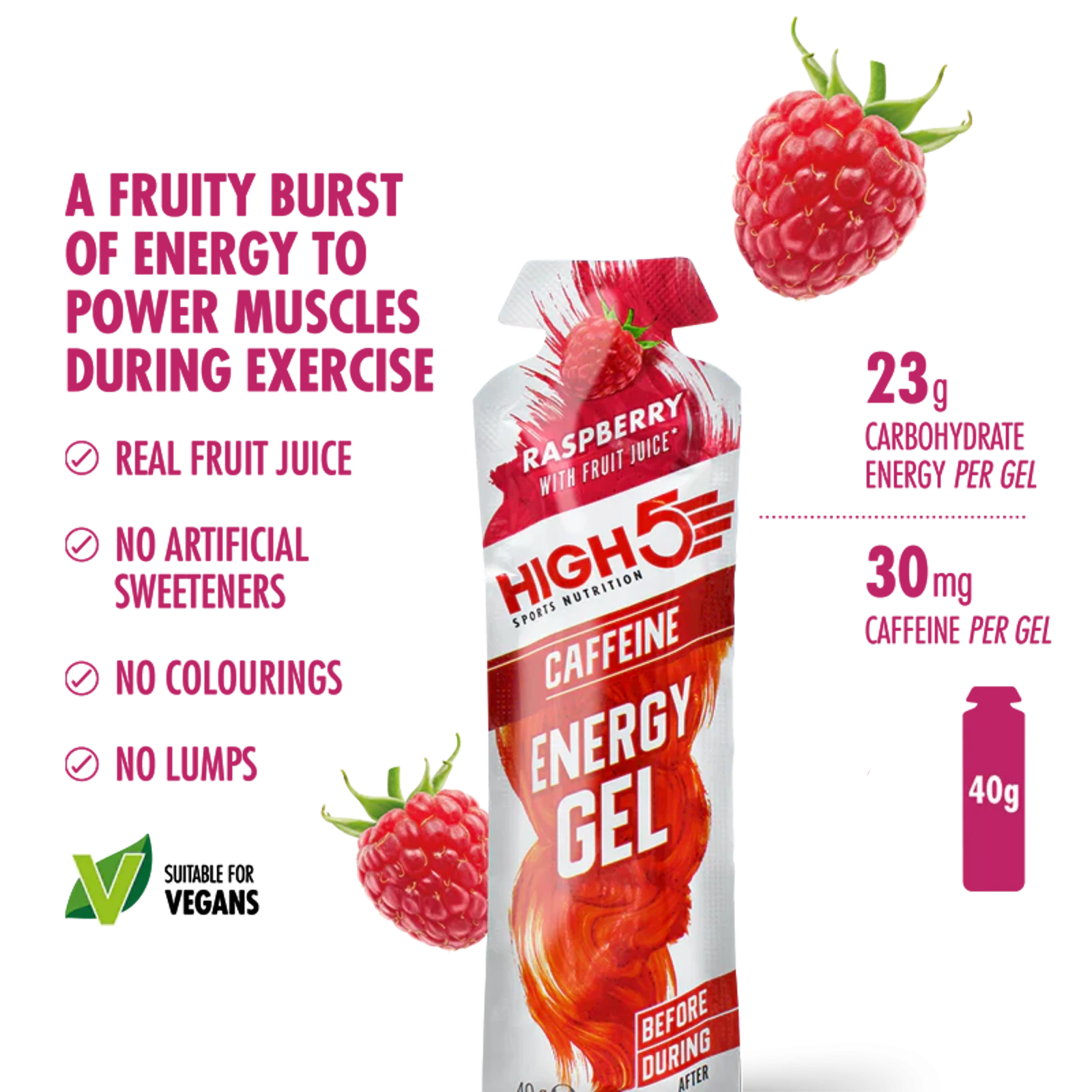 High 5 Energy Gel Raspberry - 40g image 2
