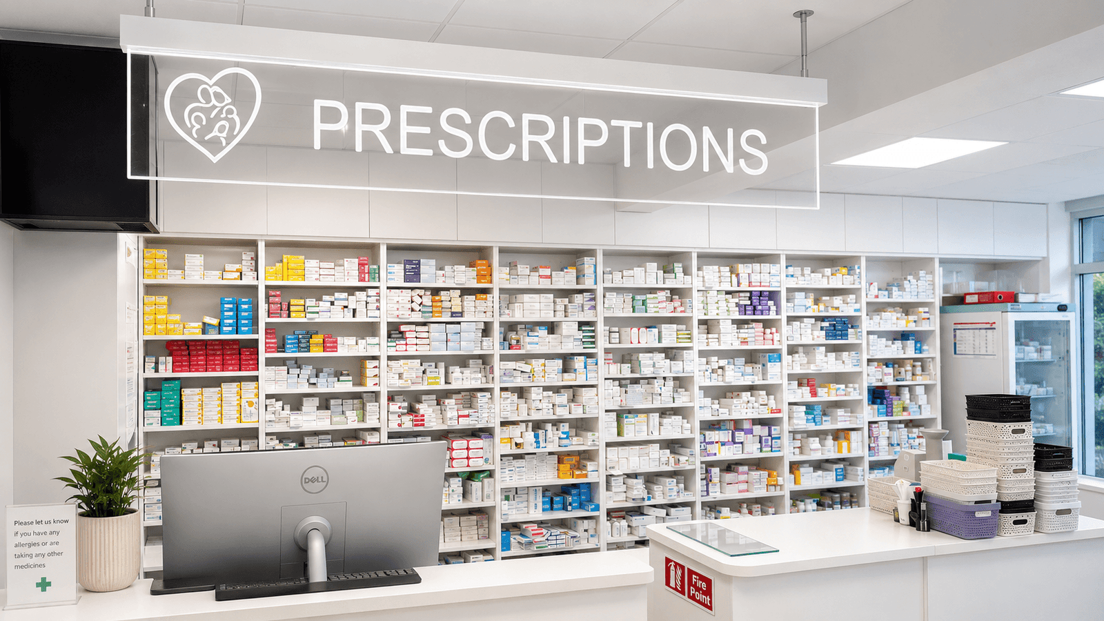 Prescriptions counter at Laois Pharmacy