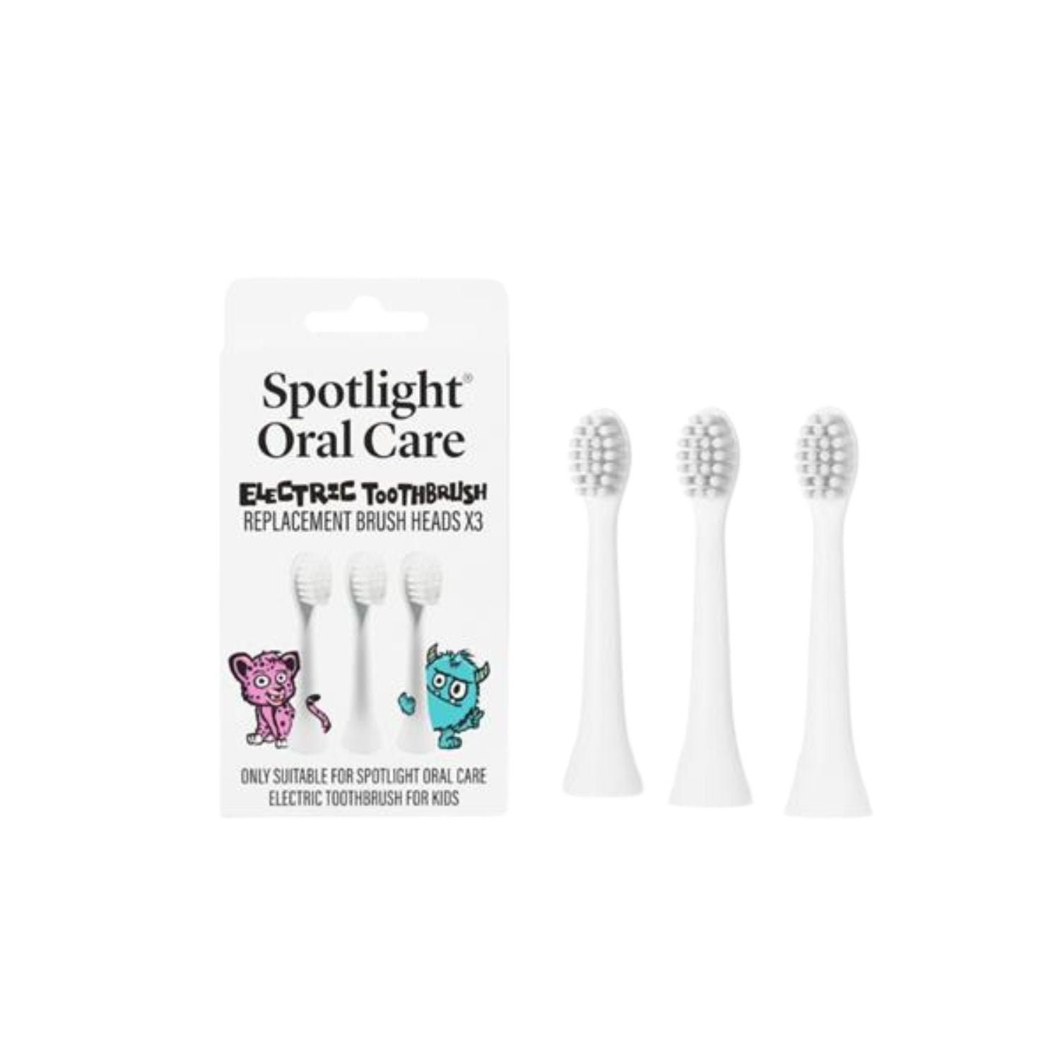 Spotlight Oral Care Replacement Heads for Kids Electric Toothbrush 3 Pack