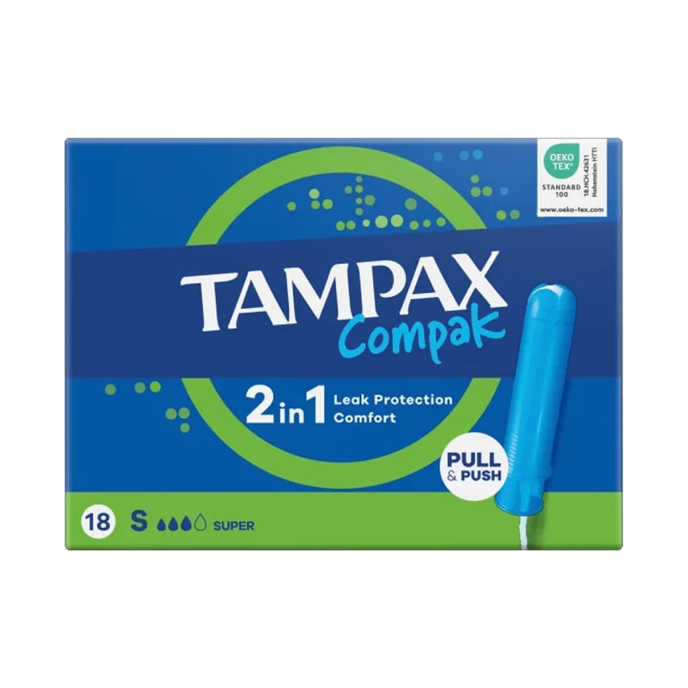 Tampax Compak Super Applicator Tampons 18 Pack