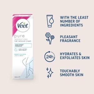 Veet Pure Inspirations Hair Removal Cream for Sensitive Skin Body & Legs 100ml
