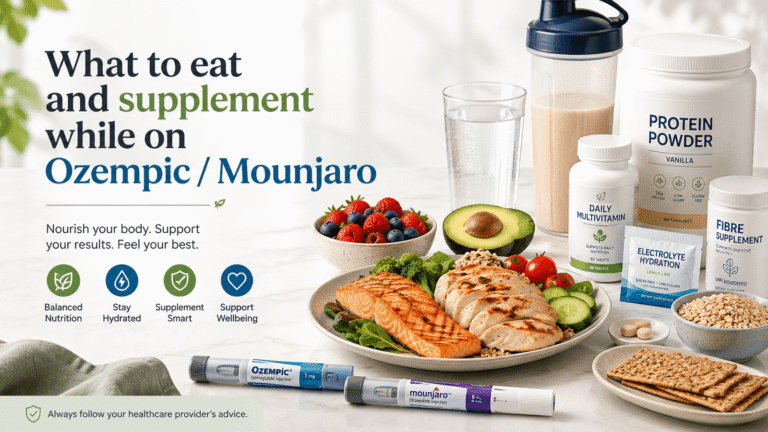 Read more about the article What to Eat and Supplement on Ozempic or Mounjaro: An Irish Pharmacist Guide