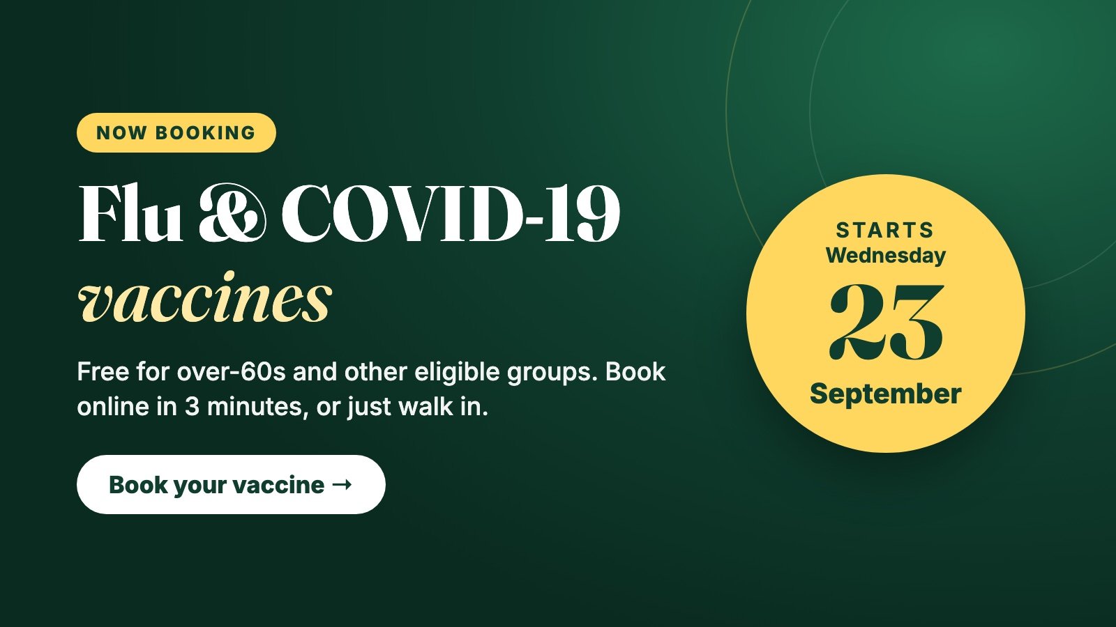 Flu and COVID-19 vaccines at Laois Pharmacy Portlaoise, starting Wednesday 23 September