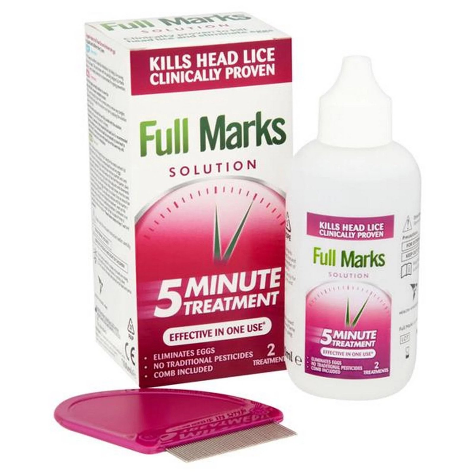 Full Marks Solution 100ml head lice treatment with metal comb (2)