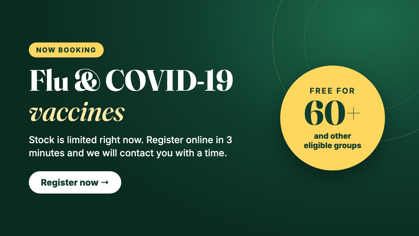 Flu and COVID-19 vaccines at Laois Pharmacy Portlaoise, limited stock, register and we will contact you with a time